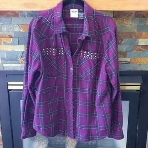 Purple Harley Flannel Plus size Shirt